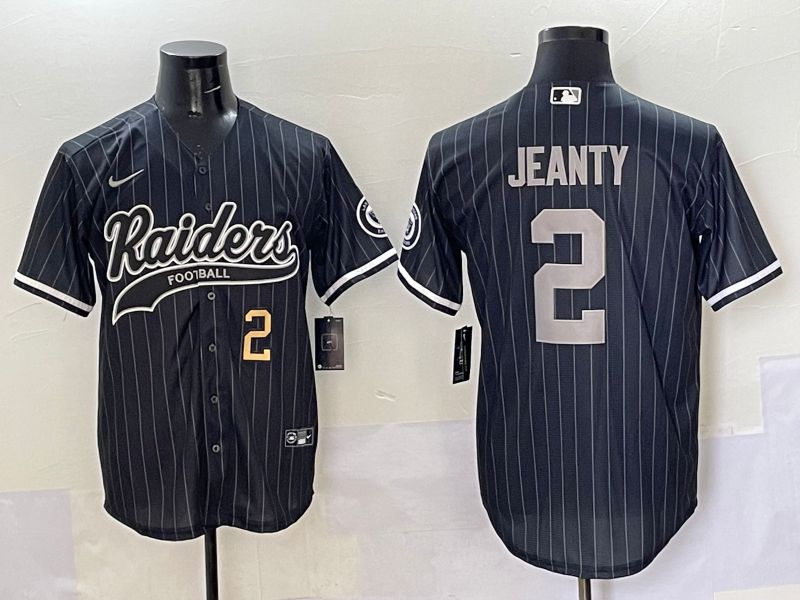 Men 2025 Oakland Raiders #2 Jeanty Black Stripe Joint Name Nike Limited NFL Jersey style 4